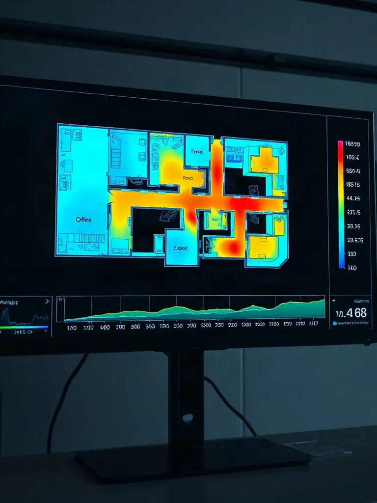 Technical data visualization screen displaying thermal heat